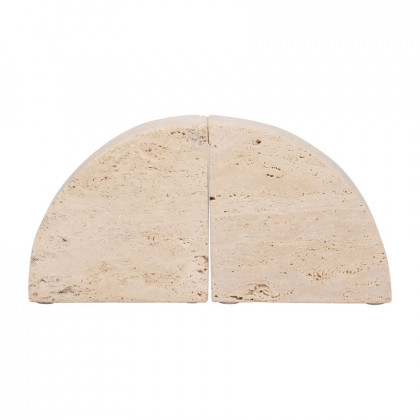 Sagebrook - 5" Travertine Half Dome Bookends (Set Of 2) in Tan