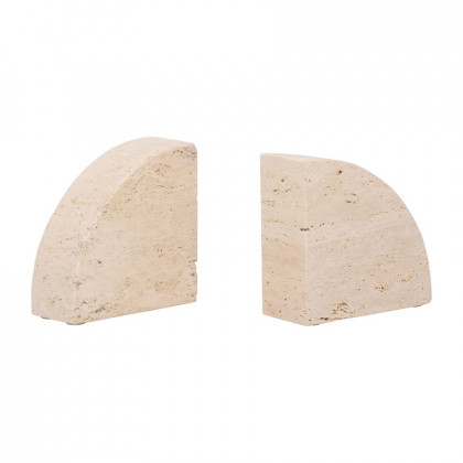 Sagebrook - 5" Travertine Half Dome Bookends (Set Of 2) in Tan