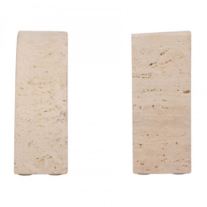 Sagebrook - 5" Travertine Half Dome Bookends (Set Of 2) in Tan