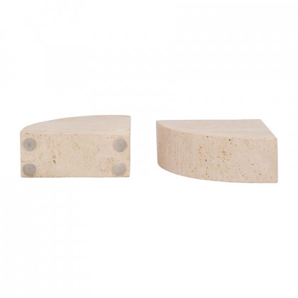 Sagebrook - 5" Travertine Half Dome Bookends (Set Of 2) in Tan