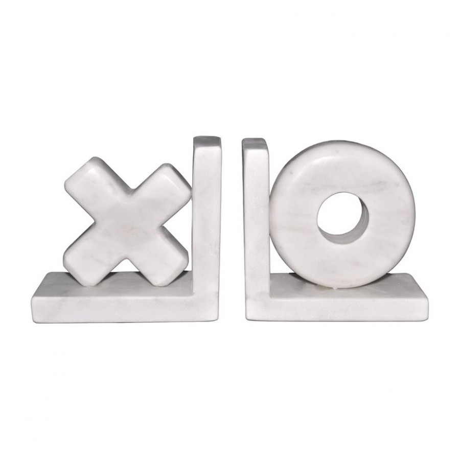 Sagebrook - 5" Marble X & O Bookends (Set Of 2) in White