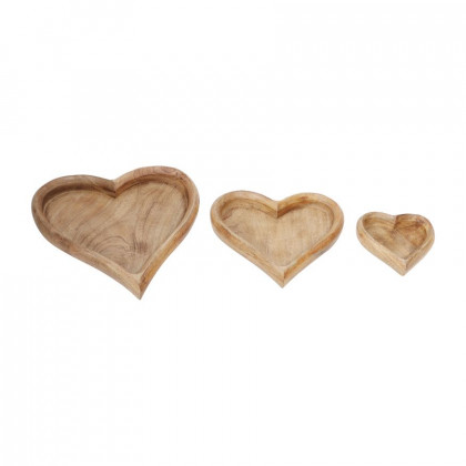 Sagebrook - 7"/11"/14" Wood Heart Trays (Set Of 3)