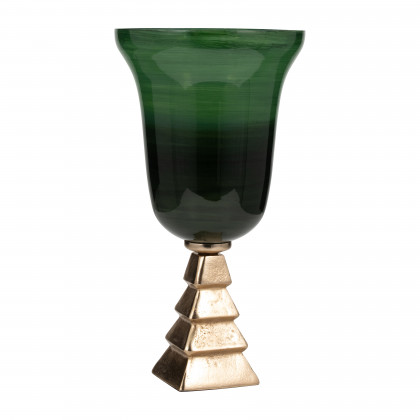 Sagebrook 19" Glass 5th Ave Vase On Stand - Green/Gold