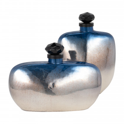 Sagebrook - 12" Glass Metallic Sheen Vase with Lid in Multi-Color