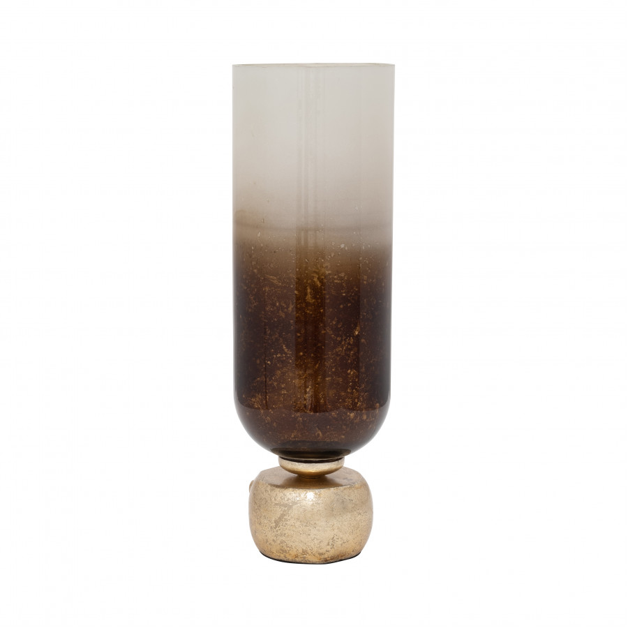 Sagebrook 19" Glass Ombre Candle Holder On Base - Ivory/Gold
