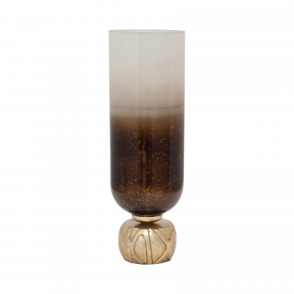 Sagebrook 19" Glass Ombre Candle Holder On Base - Ivory/Gold