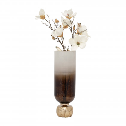 Sagebrook 19" Glass Ombre Candle Holder On Base - Ivory/Gold