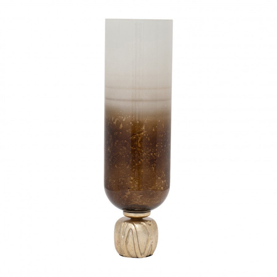 Sagebrook 22" Glass Ombre Candle Holder On Base - Ivory/Gold