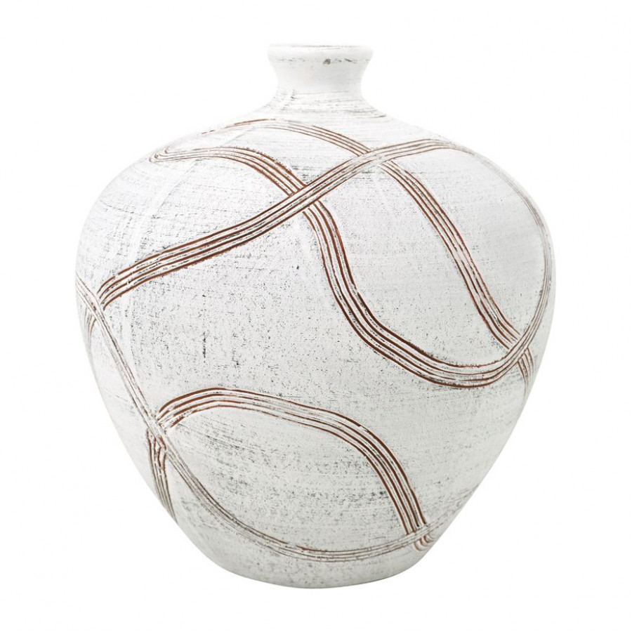 Sagebrook 9" Ceramic Round Global Vase - White