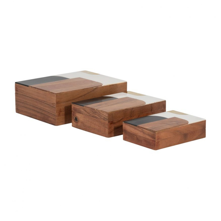 Sagebrook - 6"/7"/9" Resin Mid-century Boxes (Set Of 3) in Multi