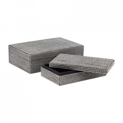 Sagebrook - 10"/12" Metal Studded Boxes (Set Of 2) in Silver/Black