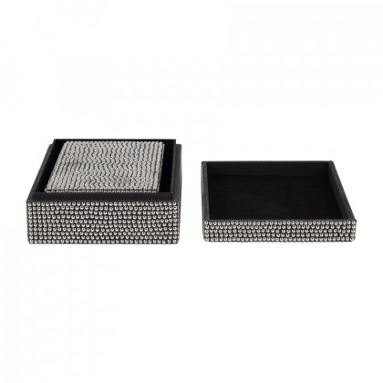 Sagebrook - 10"/12" Metal Studded Boxes (Set Of 2) in Silver/Black
