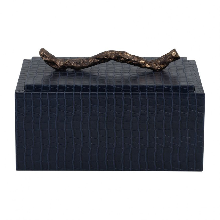 Sagebrook - 10" Faux Leather Copenhagen Box in Navy