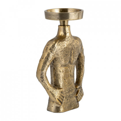 Sagebrook 9" Metal Hands On Hip Pillar Candle Holder - Gold