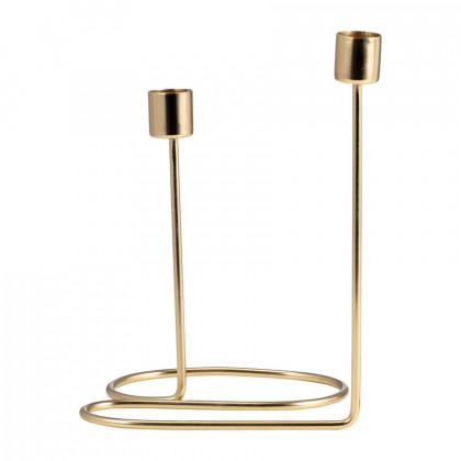Sagebrook 8" Metal Double Swirl 2-Taper Candle Holder - Gold