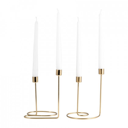 Sagebrook 8" Metal Double Swirl 2-Taper Candle Holder - Gold