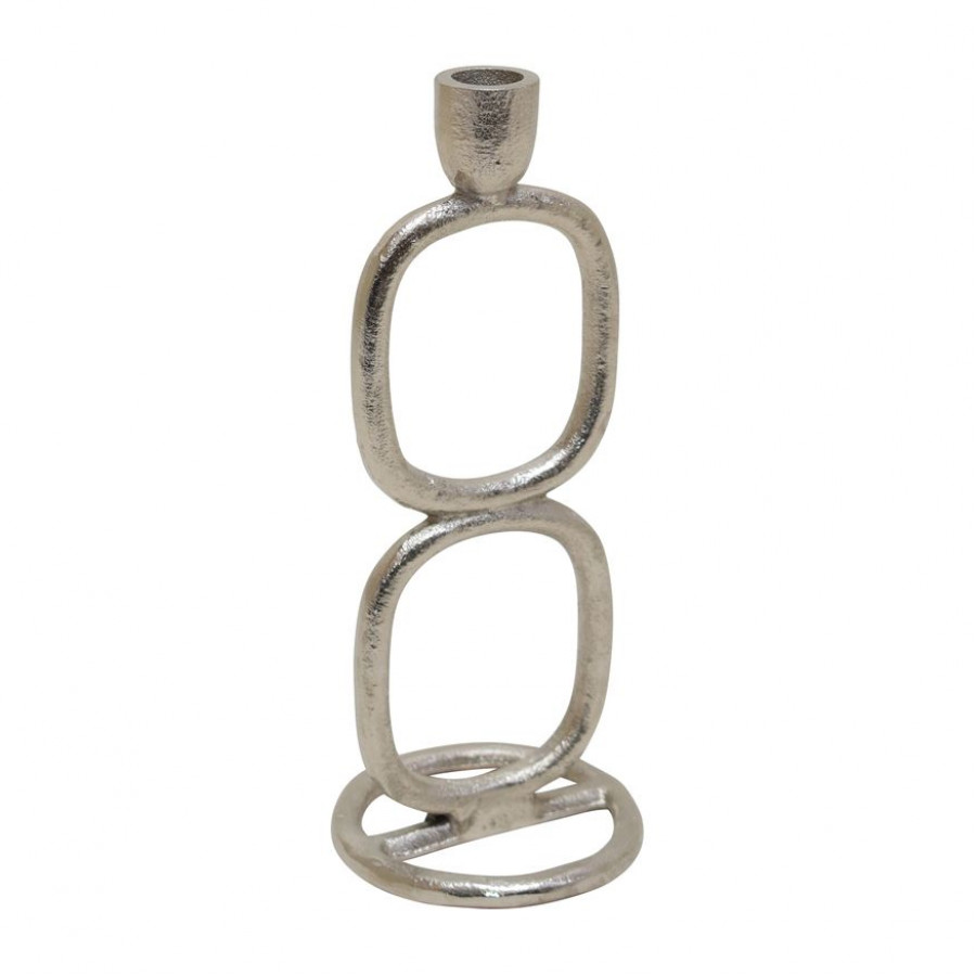 Sagebrook 10" Metal Double Stack Taper Candle Holder - Silver