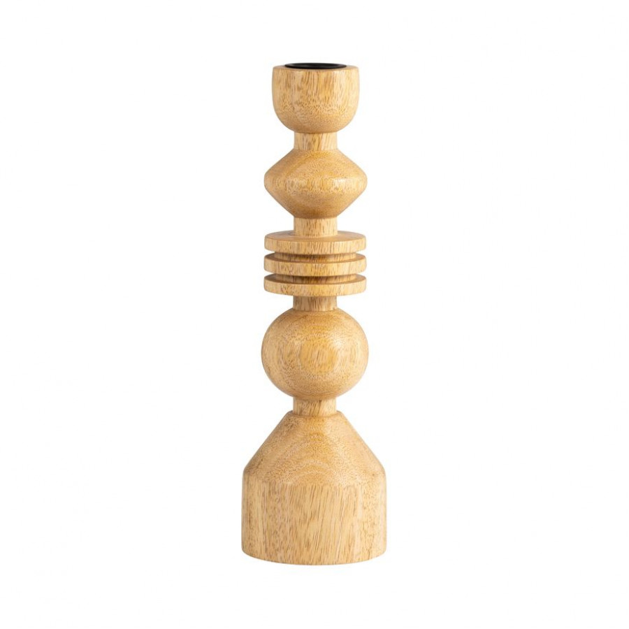 Sagebrook - 10" Wood Stacking Shapes Taper Candle Holder