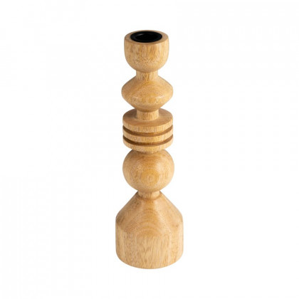 Sagebrook 10" Wood Stacking Shapes Taper Candle Holder - Natural