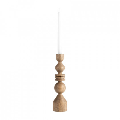 Sagebrook 12" Wood Stacking Shapes Taper Candle Holder - Natural