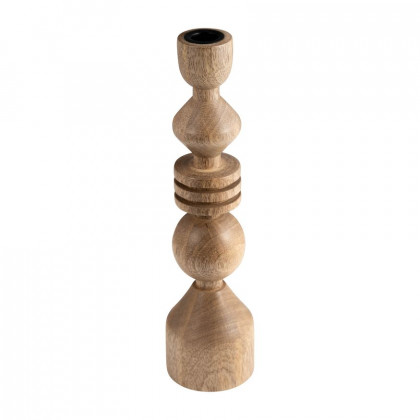 Sagebrook 12" Wood Stacking Shapes Taper Candle Holder - Natural