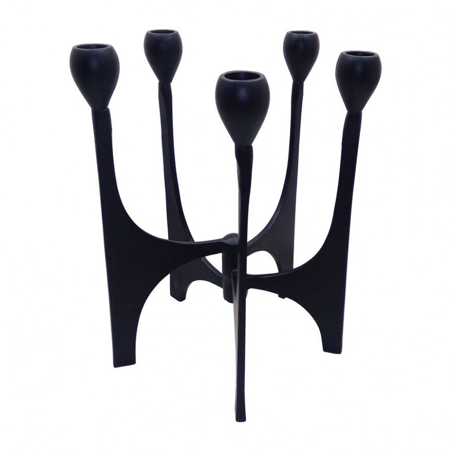 Sagebrook - 11" Metal 5-Taper Candelabra in Black