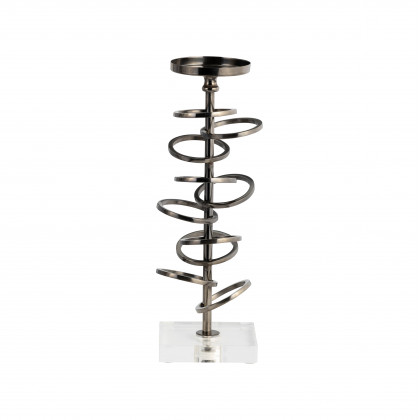 Sagebrook - 11" Wood Acrylic Detail Taper Candle Holder