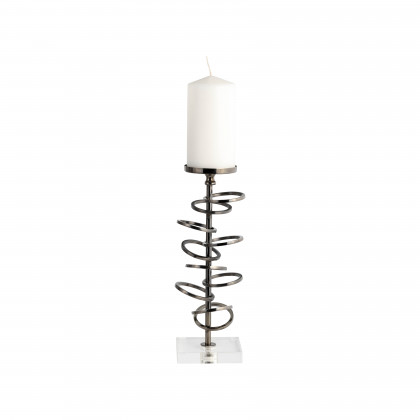Sagebrook 12" Metal Ring Toss On Acrylic Candle Holder - Gunmetal