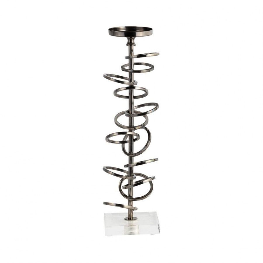 Sagebrook 15" Metal Ring Toss On Acrylic Candle Holder - Gunmetal