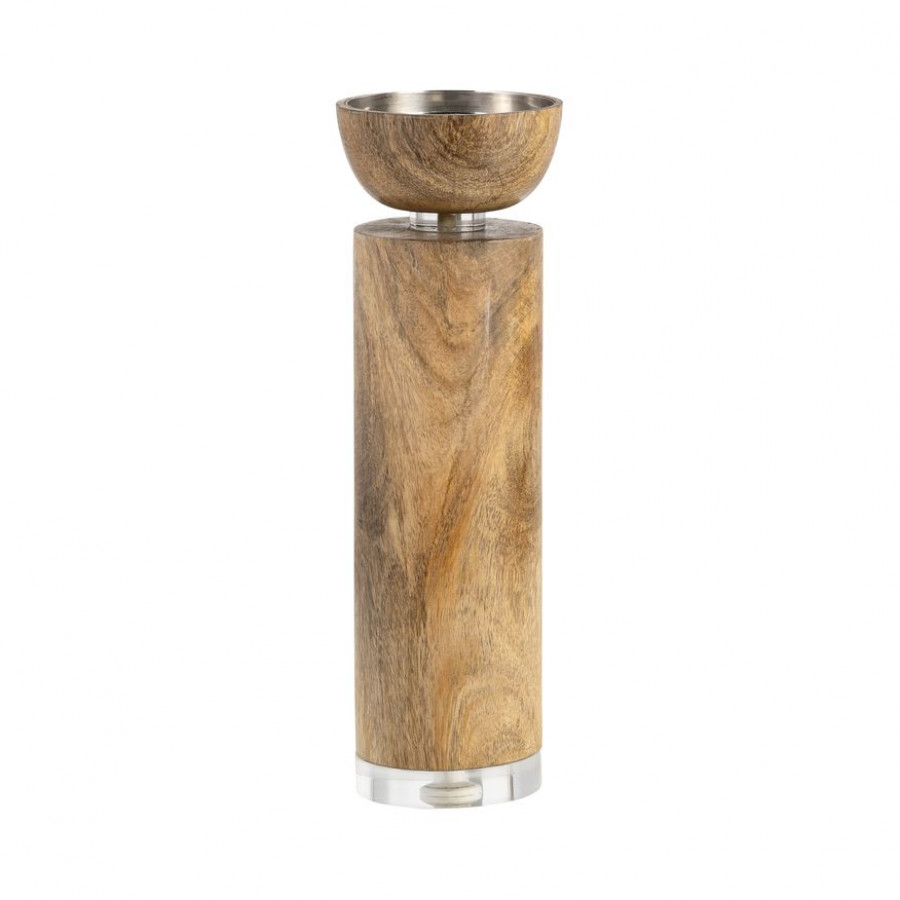 Sagebrook - 11" Wood Acrylic Detail Taper Candle Holder