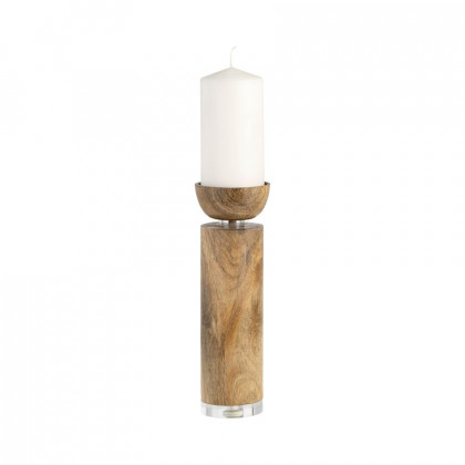 Sagebrook - 11" Wood Acrylic Detail Taper Candle Holder