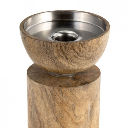 Sagebrook 11" Wood Acrylic Detail Taper Candle Holder - Natural