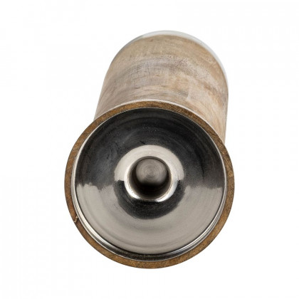 Sagebrook 11" Wood Acrylic Detail Taper Candle Holder - Natural
