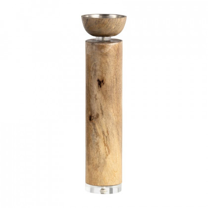 Sagebrook - 11" Wood Acrylic Detail Taper Candle Holder