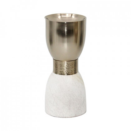 Sagebrook - 15" Glass Votive Holder With Marble Stand