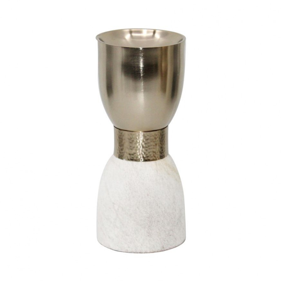 Sagebrook 11" Metal Hair On Hide Candle Holder - White/Gold
