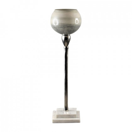 Sagebrook - 15" Glass Votive Holder With Marble Stand