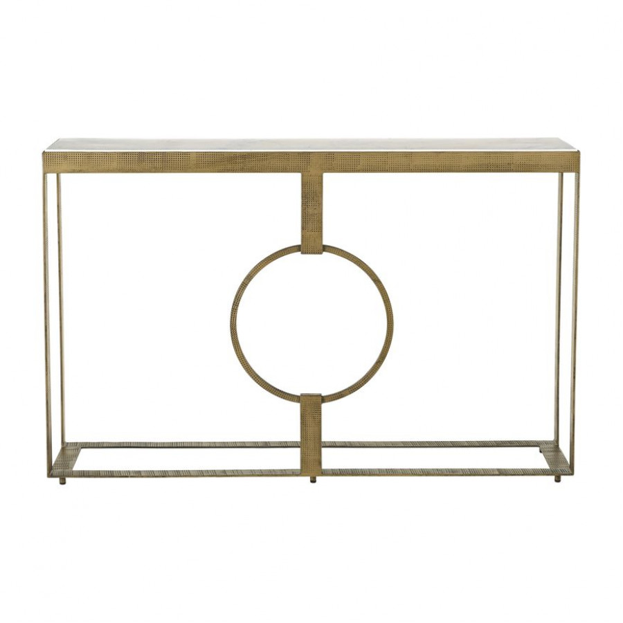 Sagebrook - Metal Console Table With Marble Top in Gold/White