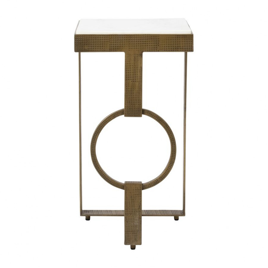 Sagebrook - Metal Marble Top Side Table in Gold/White
