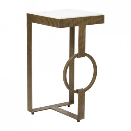 Sagebrook - Metal Marble Top Side Table in Gold/White