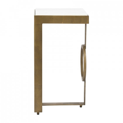 Sagebrook - Metal Marble Top Side Table in Gold/White