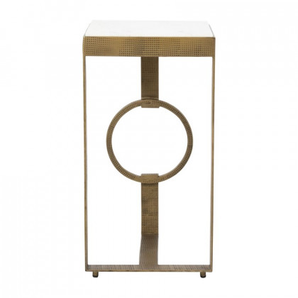 Sagebrook - Metal Marble Top Side Table in Gold/White