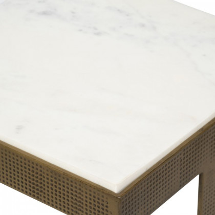 Sagebrook - Metal Marble Top Side Table in Gold/White