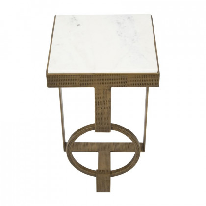 Sagebrook - Metal Marble Top Side Table in Gold/White