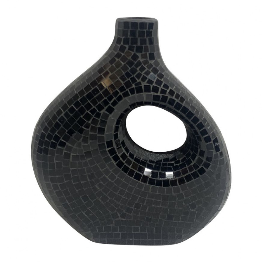 Sagebrook 13" Ecomix Mosaic Vase - Black