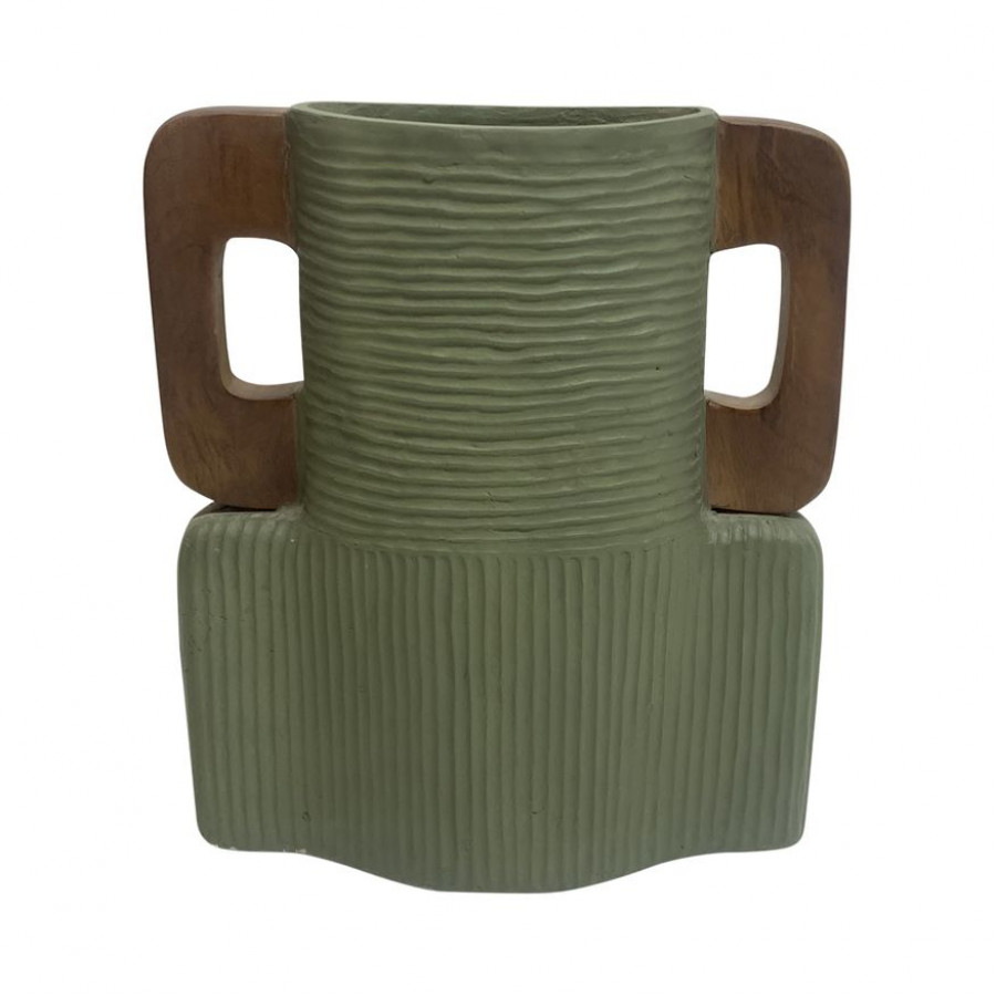 Sagebrook 14" Ecomix Vase With Handles - Sage Green