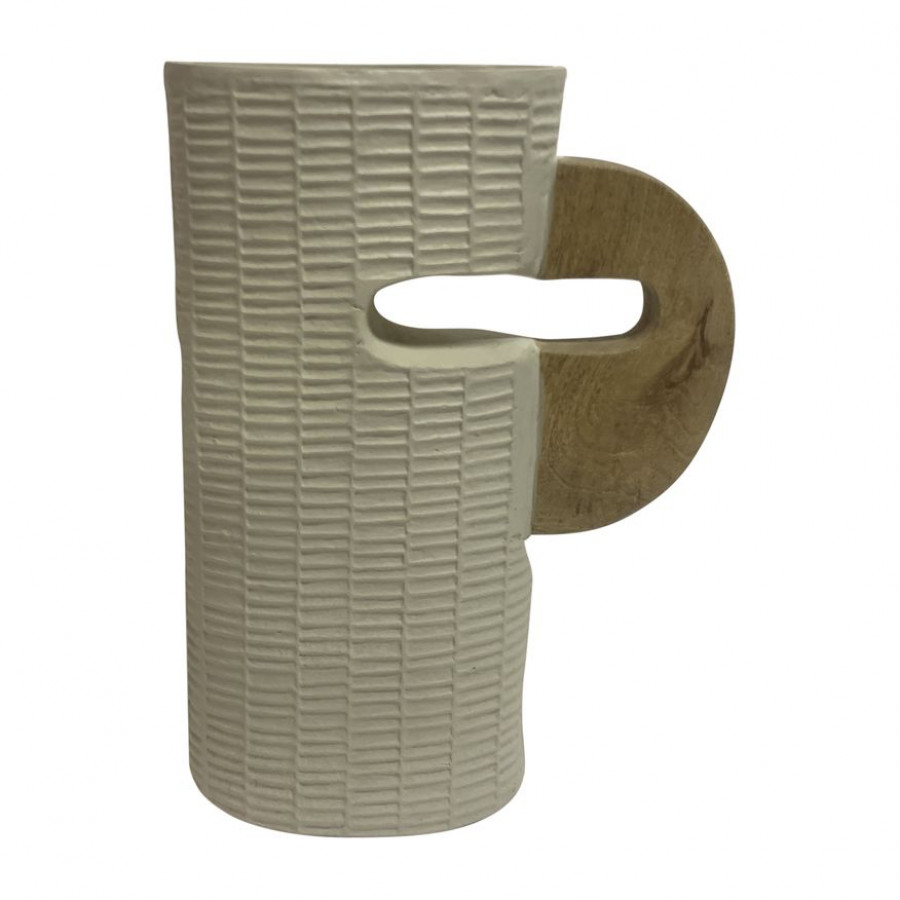 Sagebrook 17" Ecomix Vase With Handle - Ivory