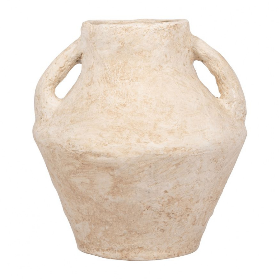 Sagebrook 14" Paper Mache Vase With Handles - White