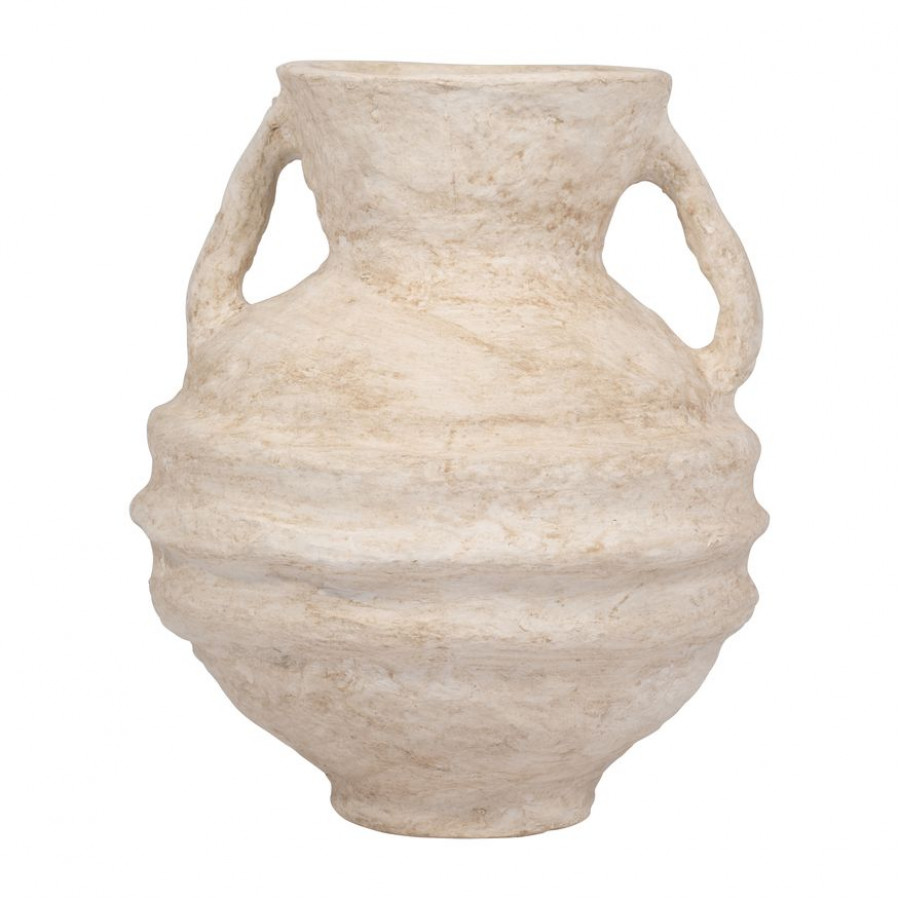 Sagebrook 15" Paper Mache Vase With Handles - White