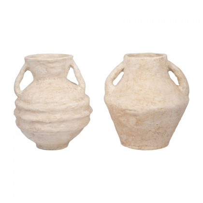 Sagebrook 15" Paper Mache Vase With Handles - White